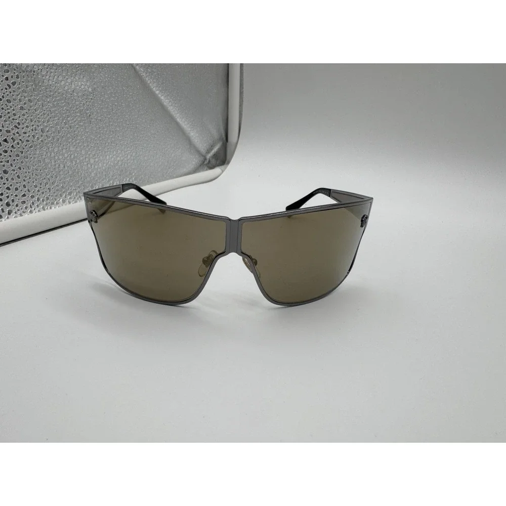 Versace MOD 2206 Shield Sunglasses Gunmetal Metal Frame Grey Lens 72-05‎ 130 New